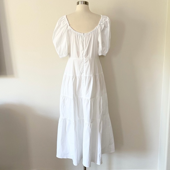 Pearl by Lela Rosa NWT White Cotton Poplin Tiered Dress Large L - Picture 5 of 8